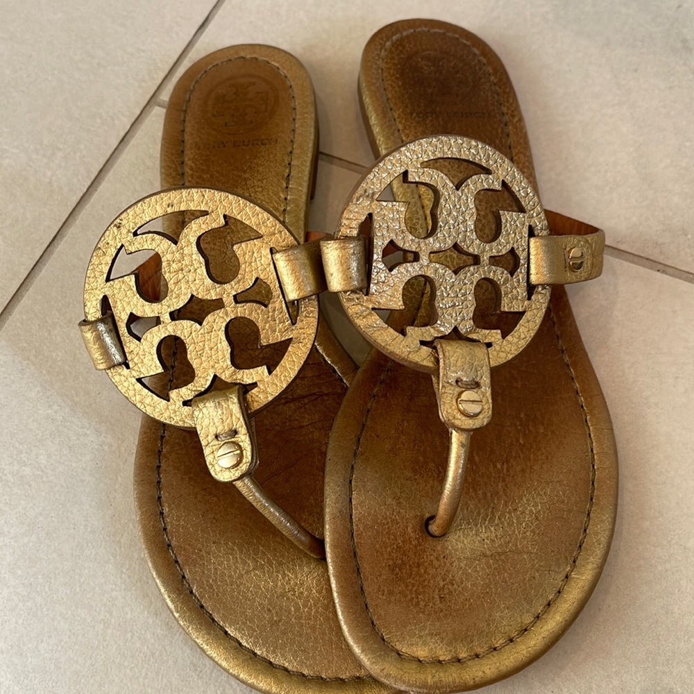 Rare gold TORY BURCH MILLER SANDAL 10